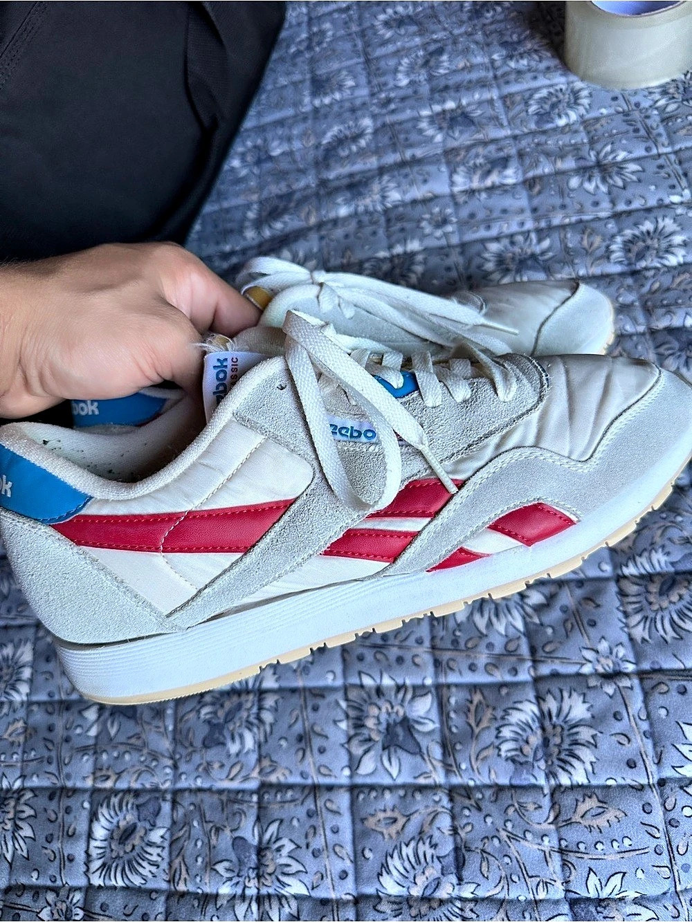 Reebok Classic Nylon White & Red Sneakers